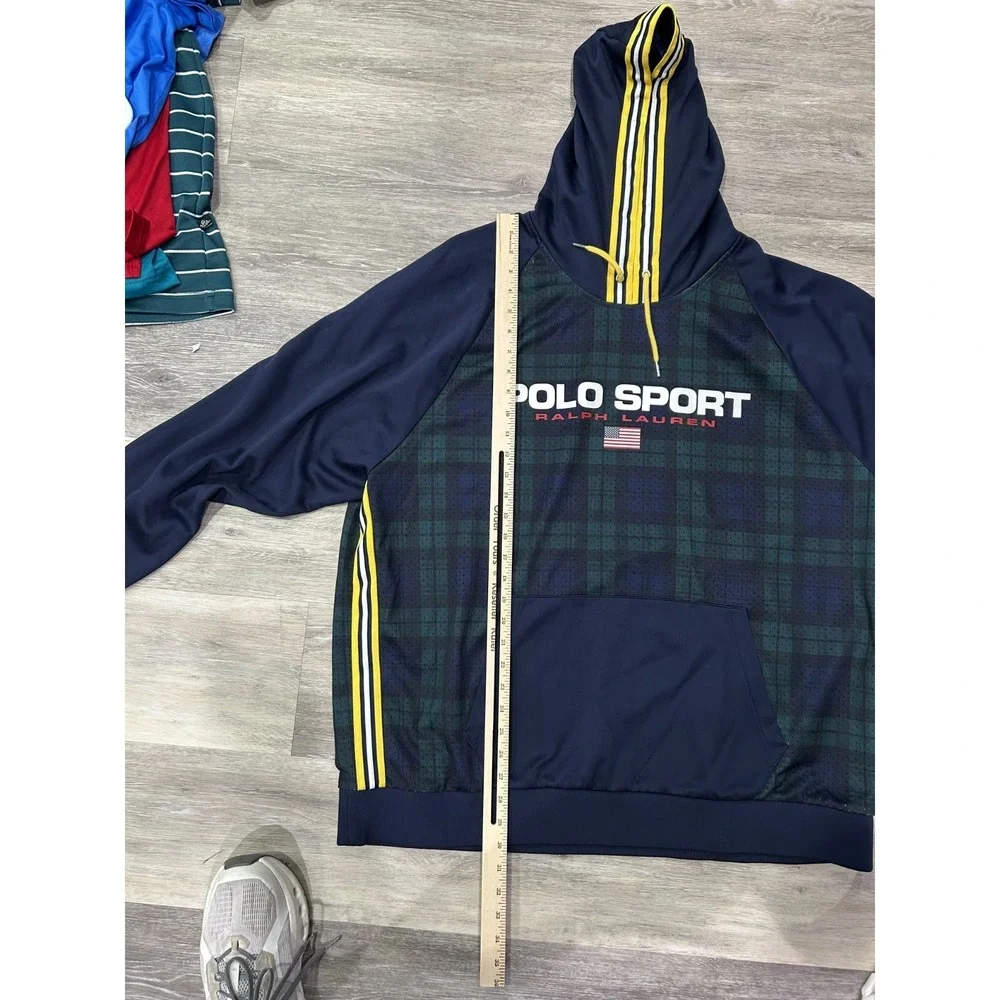 Polo Sport Ralph Lauren Performance Hoodie Graphic Navy Tartan Blackwatch Plaid‎
